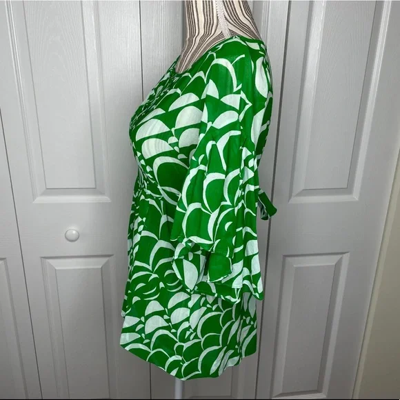 Anthropologie | Maeve green and white blouse - Picture 2 of 5